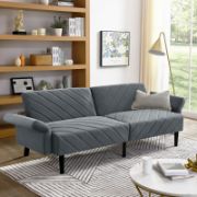 Velfora Sofa + Velvet Three-Seater Sofa + liqana