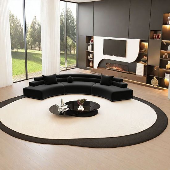 NoirCurve Sofa + curved black sofa + liqana