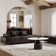 NoirStone Set + Living Room Sofa & Stone Coffee Table + liqana