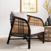 Mahogany Rattan Chair + wooden chair with cushions + liqana