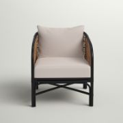 Mahogany Rattan Chair + wooden chair with cushions + liqana