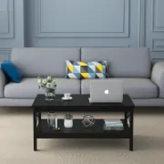 Vira Table + classic coffee table with functional lower shelf + liqana