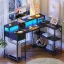 Zawaya Desk + L-Shaped Desk with Storage Shelves + liqana