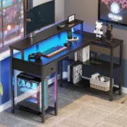 Zawaya Desk + L-Shaped Desk with Storage Shelves + liqana