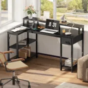 Zawaya Desk + L-Shaped Desk with Storage Shelves + liqana