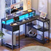 Zawaya Desk + L-Shaped Desk with Storage Shelves + liqana